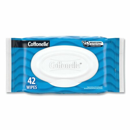 COTTONELLE Fresh Care Flushable Cleansing Cloths, 1-Ply, 3.75 x 5.5, White, 42PK 36734